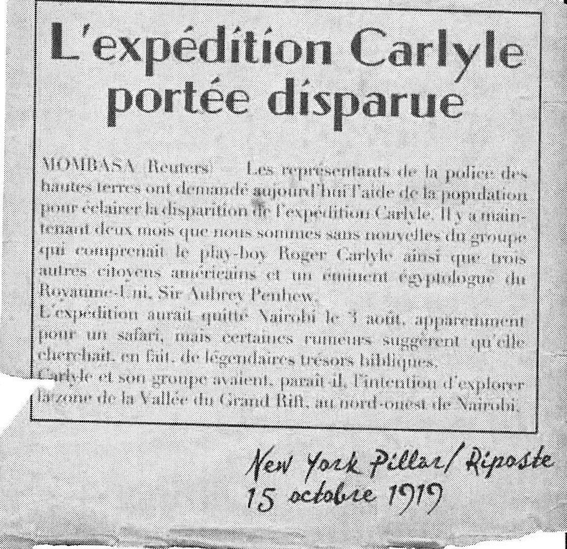 La disparition de l'expédition Carlyle