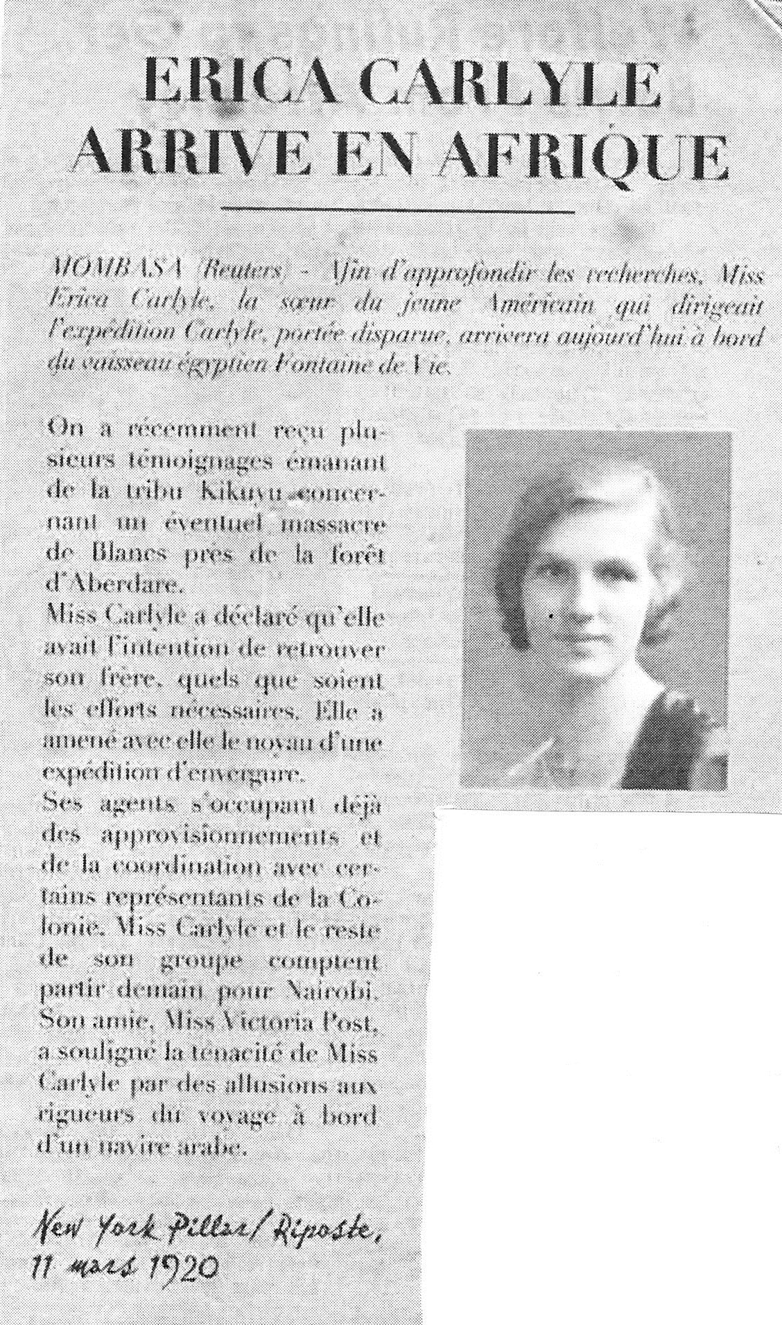 Les recherches d'Erica Carlyle