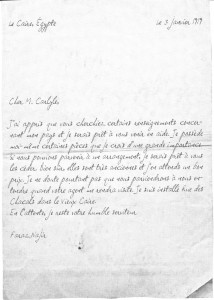 Lettre de Faraz Najir concernant des pièces et renseignements