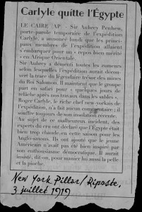 L'expédition Carlyle quitte l'Egypte