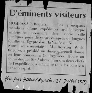 Halte de l'expédition Carlyle à Mombasa